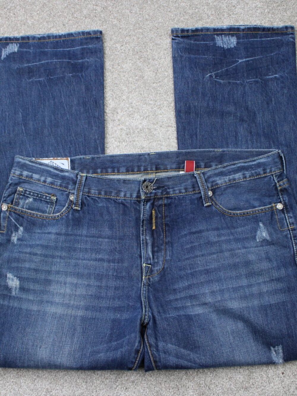 John B Stetson Jeans Mens 40x32 Blue 1014 Rocker Boot Leg Bootcut Cotton Denim
